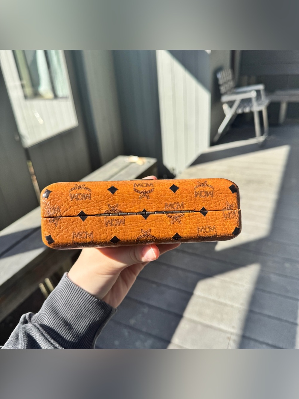 MCM Cognac Visetos Logo Leather Sunglasses Case - Picture 5 of 11